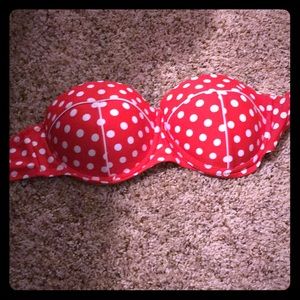 A strapless swim top